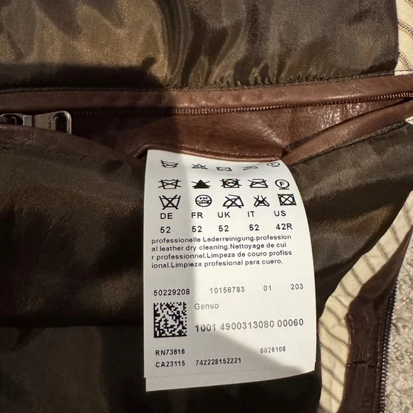 Hugo Boss Dark Brown Leather Military Jacket - Picture 6 of 7